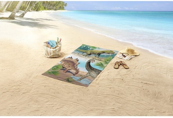 Детска кадифена плажна кърпа 75x150 cm Dino – Good Morning