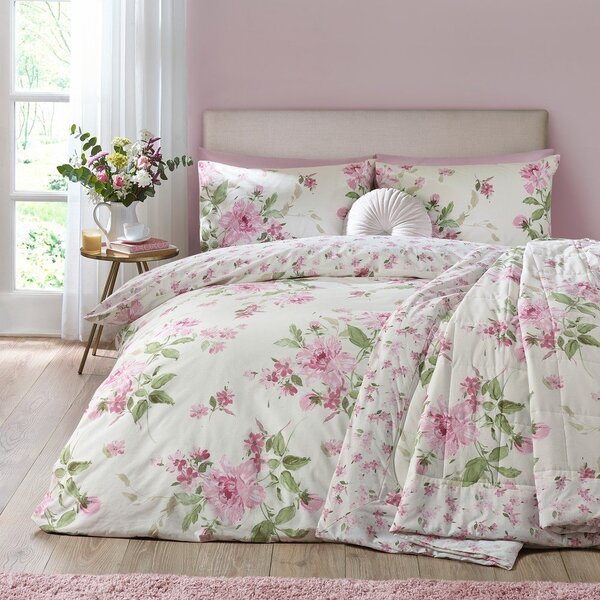 Капитонирано покривало за легло 220x230 cm Avebury Floral – Catherine Lansfield