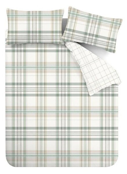 Зелено единично спално бельо 135x200 cm Cartmel Check – Catherine Lansfield