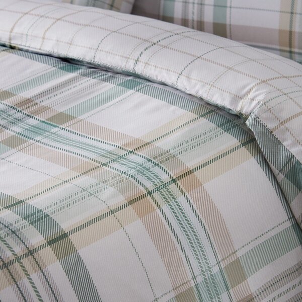 Зелено единично спално бельо 135x200 cm Cartmel Check – Catherine Lansfield