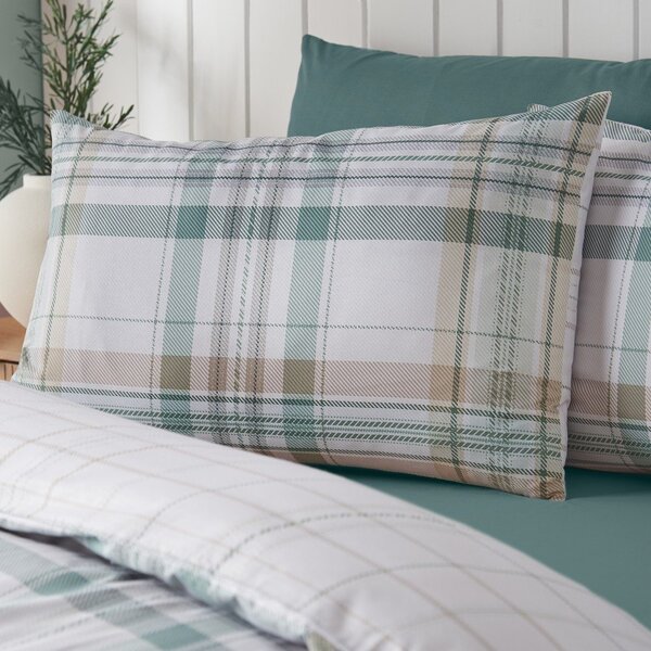 Зелено единично спално бельо 135x200 cm Cartmel Check – Catherine Lansfield