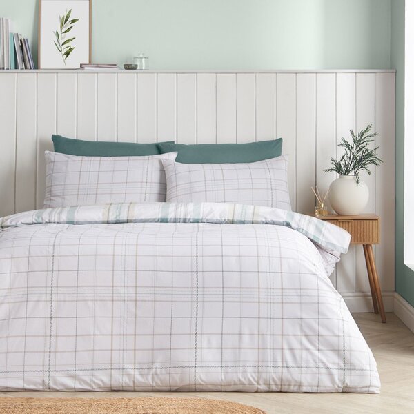 Зелено единично спално бельо 135x200 cm Cartmel Check – Catherine Lansfield