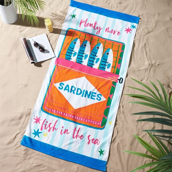 Памучна плажна кърпа 76x160 cm Sardines – Catherine Lansfield