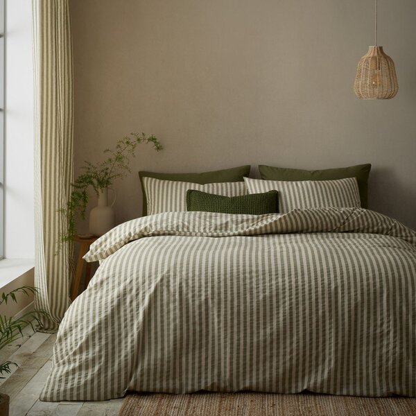 Зелено единично спално бельо 135x200 cm Cotton Rich Woven Stripe – Pineapple Elephant