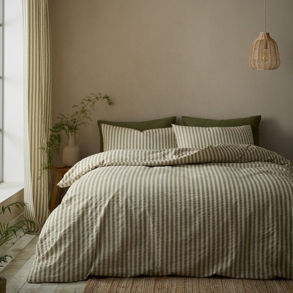 Зелено единично спално бельо 135x200 cm Cotton Rich Woven Stripe – Pineapple Elephant