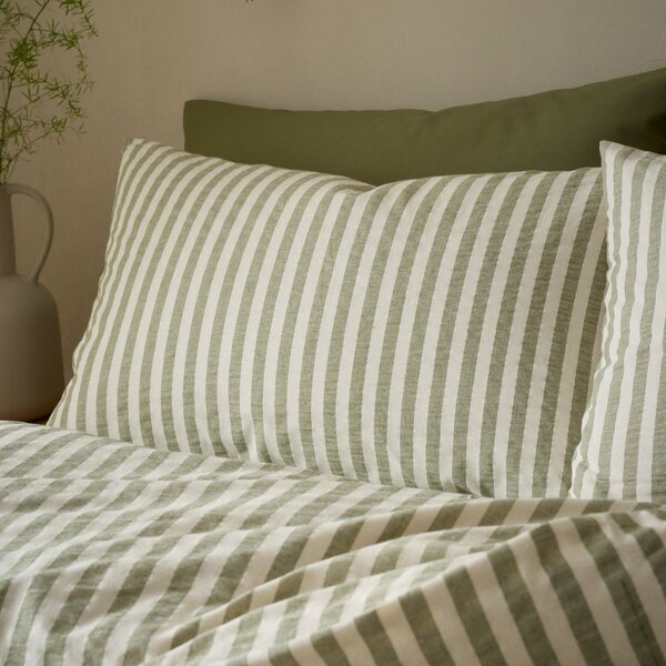 Зелено единично спално бельо 135x200 cm Cotton Rich Woven Stripe – Pineapple Elephant