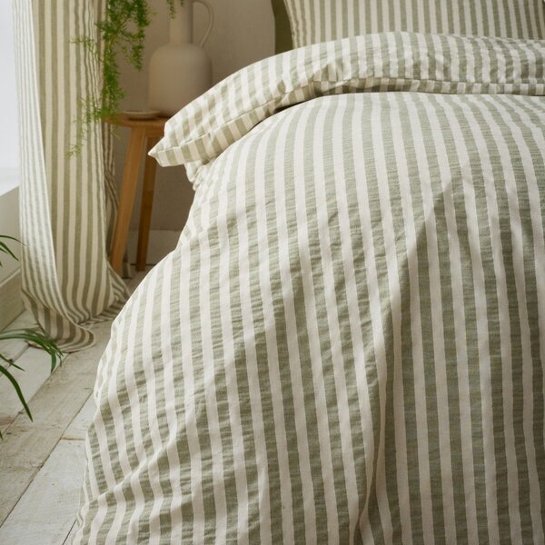 Зелено единично спално бельо 135x200 cm Cotton Rich Woven Stripe – Pineapple Elephant