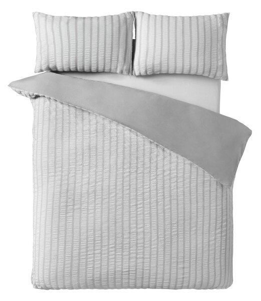 Сиво единично спално бельо 135x200 cm So Soft Seersucker Stripe – Catherine Lansfield