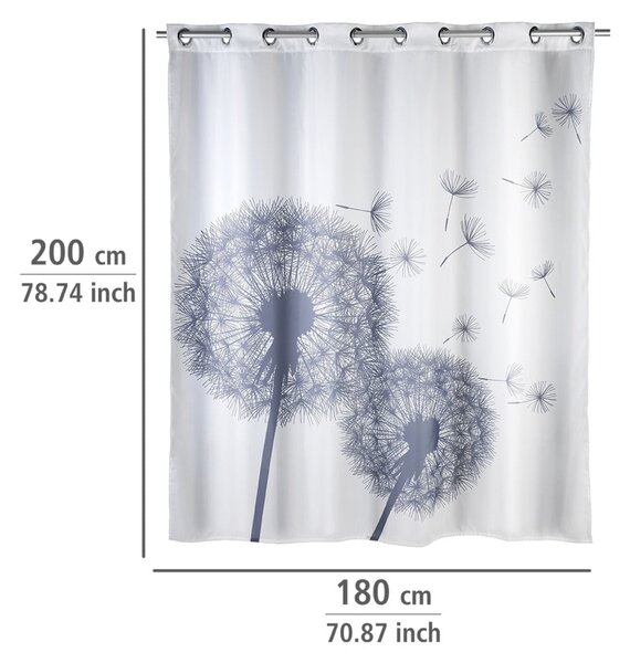 Бяла завеса за душ с покритие против мухъл Dandelions, 180 x 200 cm Astera - Wenko