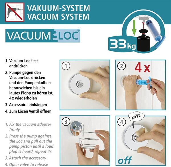 Черен ъглов рафт за баня Vacuum-Loc® Bari - Wenko