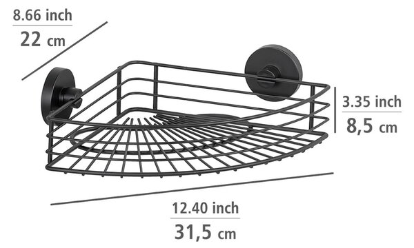 Черен ъглов рафт за баня Vacuum-Loc® Bari - Wenko