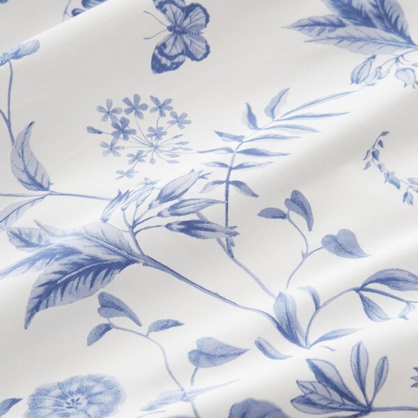 Синьо единично спално бельо от памук перкал 135x200 cm Thea Floral – Bianca
