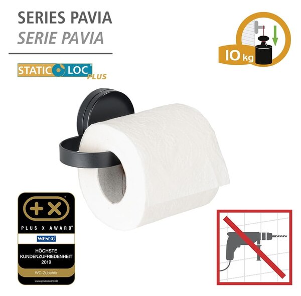 Черен държач за тоалетна хартия Static-Loc® Pavia - Wenko