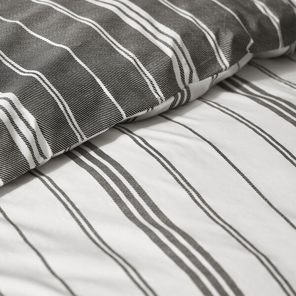 Черно-бял единично спално бельо 135x200 cm Harbour Stripe – Catherine Lansfield