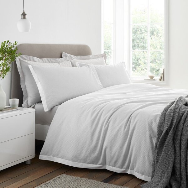 Светлосиво единично спално бельо от памук перкал 135x200 cm Seersucker Woven Stripe – Bianca