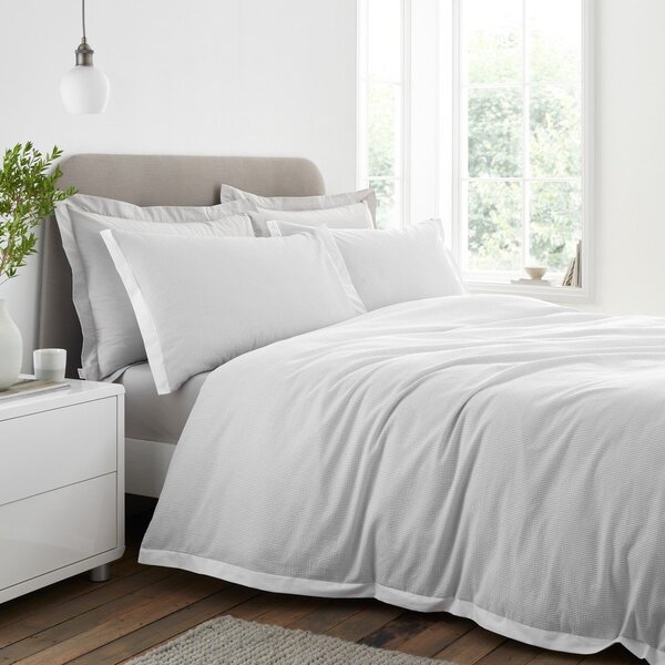 Светлосиво единично спално бельо от памук перкал 135x200 cm Seersucker Woven Stripe – Bianca