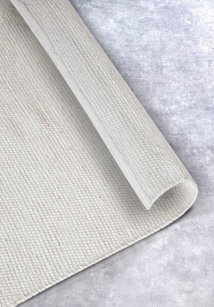Кремава ръчно изработена пътека със смес от вълна 80x200 cm Pradesh Natural White – Elle Decoration