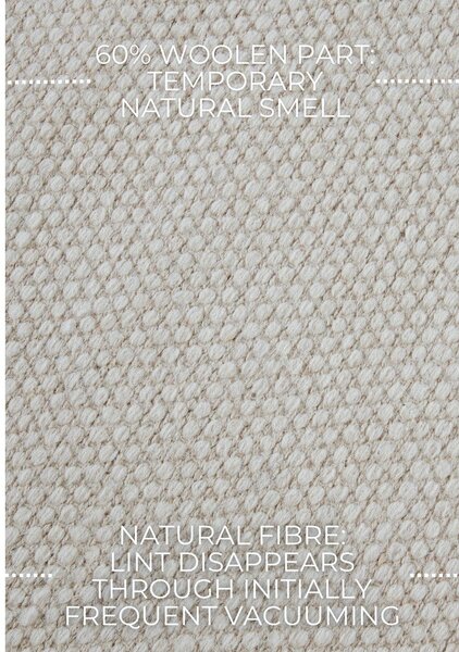Кремава ръчно изработена пътека със смес от вълна 80x200 cm Pradesh Natural White – Elle Decoration