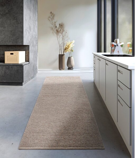 Светлокафява ръчно изработена вълнена пътека 80x200 cm Francois – Villeroy&Boch