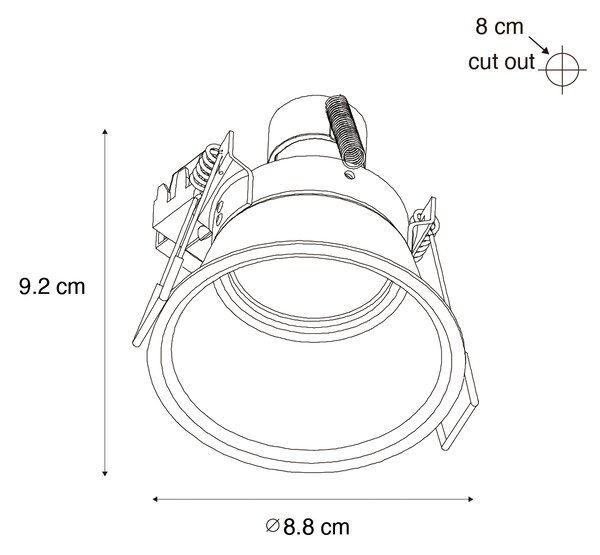 Комплект от 12 черни вградени прожектори GU10 50mm IP44 - Dept