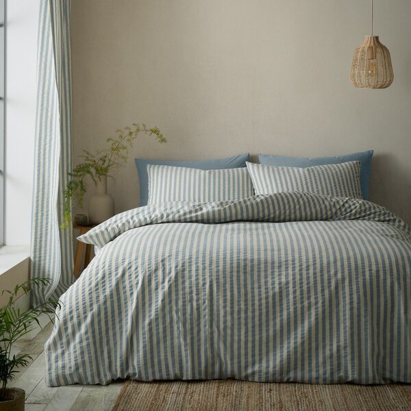 Синьо единично спално бельо 135x200 cm Cotton Rich Woven Stripe – Pineapple Elephant