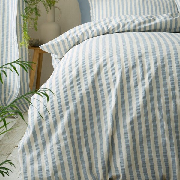 Синьо единично спално бельо 135x200 cm Cotton Rich Woven Stripe – Pineapple Elephant