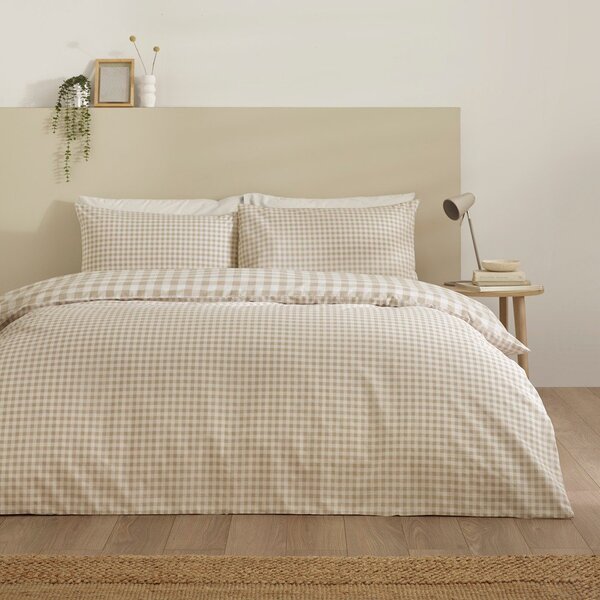 Бежово единично спално бельо 135x200 cm Bamford Gingham Check – Catherine Lansfield
