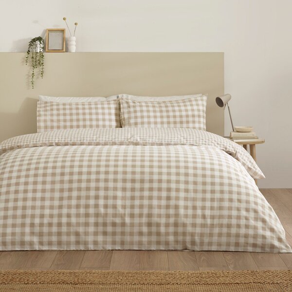 Бежово единично спално бельо 135x200 cm Bamford Gingham Check – Catherine Lansfield