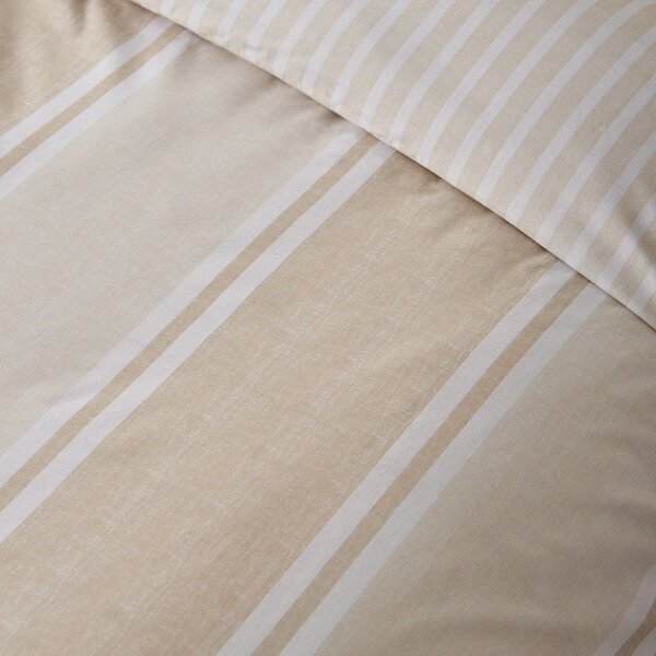 Бежово единично спално бельо 135x200 cm Banded Stripe – Catherine Lansfield