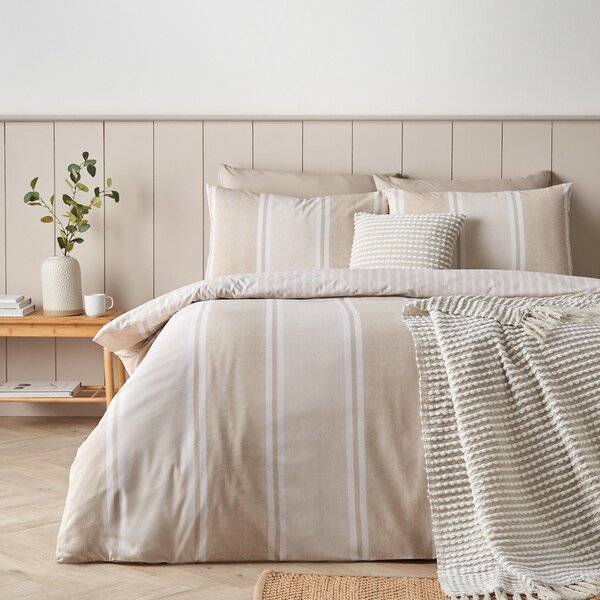 Бежово единично спално бельо 135x200 cm Banded Stripe – Catherine Lansfield
