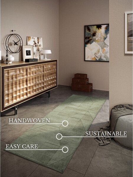Зелена ръчно изработена вълнена пътека 80x250 cm Ursule – Villeroy&Boch