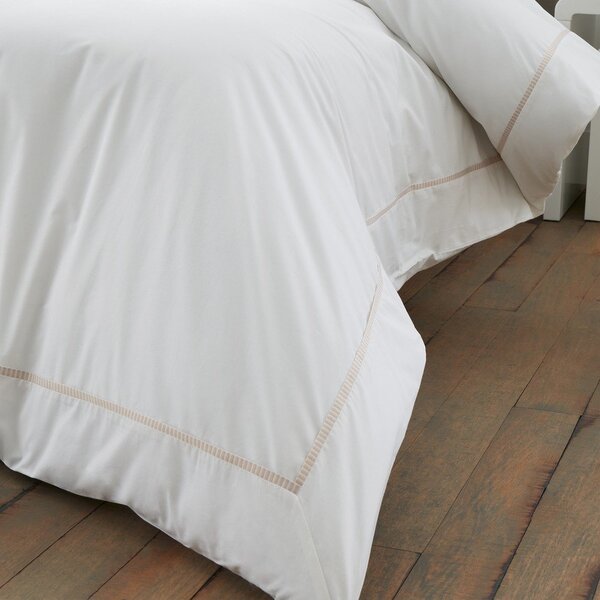 Бяло/бежово двойно 3 части спално бельо от памук перкал 200x200 cm Contrast Trim – Bianca