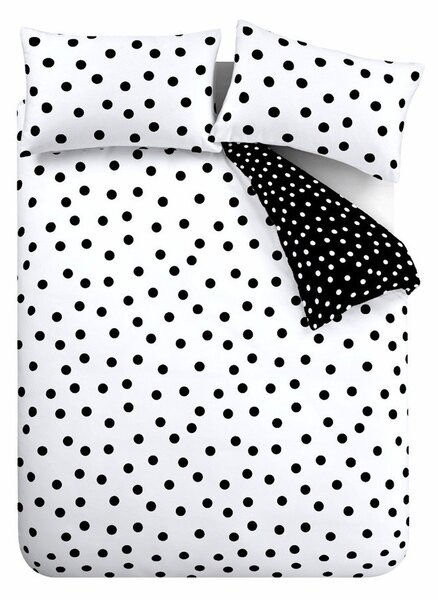 Черно-бял единично спално бельо 135x200 cm Polka Dot – Catherine Lansfield