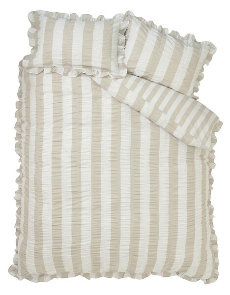 Бежово единично спално бельо 135x200 cm Seersucker Frill Stripe – Catherine Lansfield