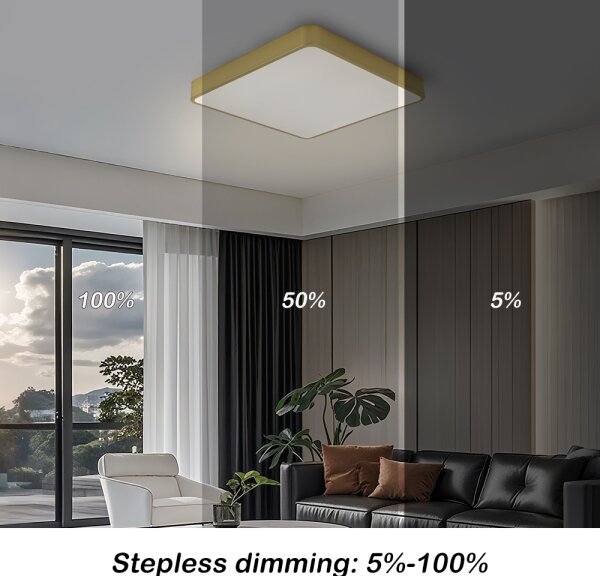 Brilagi-LED Димируем плафон POOL LED/48W/230V 3000-6000K 50x50 см златист+с дистанционно управление