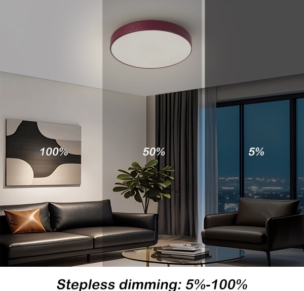 Brilagi-LED плафон POOL с възможност за димиране LED/36W/230V 3000-6000K 30 cm бордо + дистанционно управление