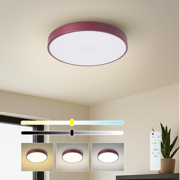 Brilagi-LED плафон POOL с възможност за димиране LED/36W/230V 3000-6000K 30 cm бордо + дистанционно управление