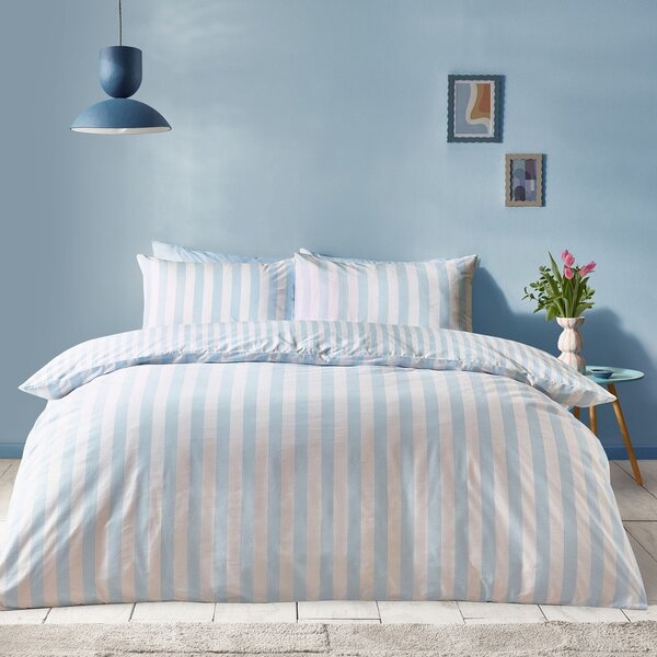 Бяло/синьо единично спално бельо 135x200 cm Stripe Tease – Sassy B