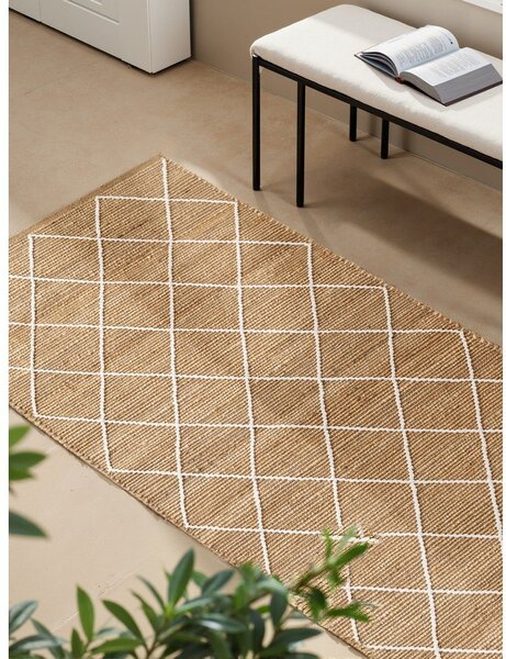 Ръчно изработена ютена пътека в естествен цвят 80x200 cm Kunu – Hanse Home