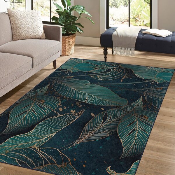 Пътека подходяща за пране в петролен цвят 80x200 cm Midnight Jungle – Mila Home