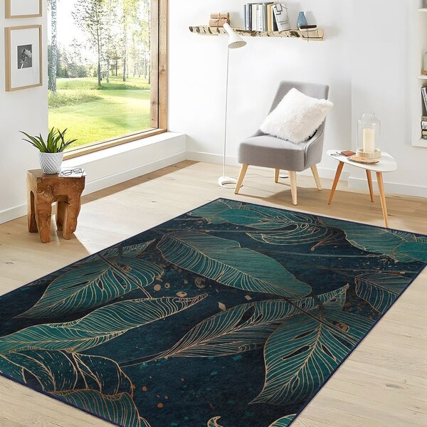Пътека подходяща за пране в петролен цвят 80x200 cm Midnight Jungle – Mila Home