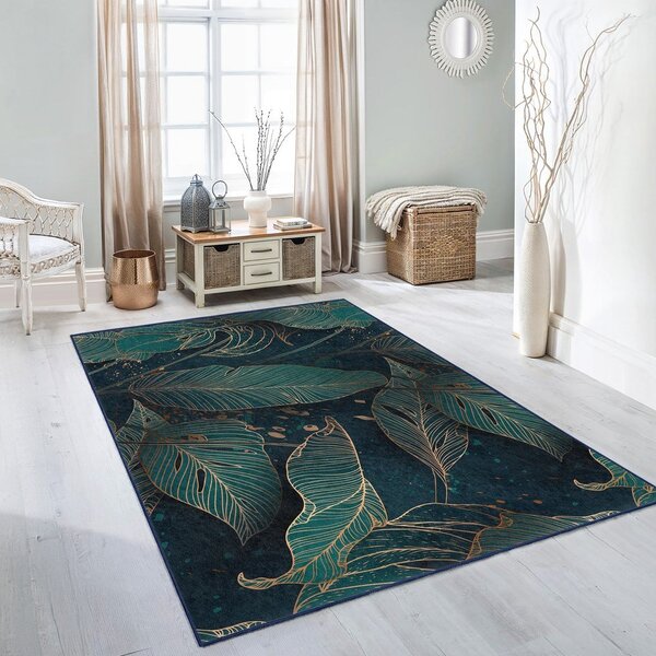 Пътека подходяща за пране в петролен цвят 80x200 cm Midnight Jungle – Mila Home