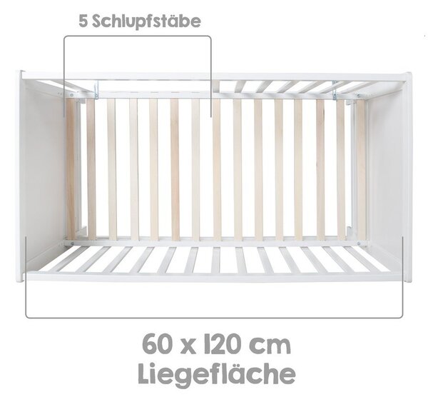 Бяло детско креватче за съвместно спане 60x120 cm Hamburg – Roba