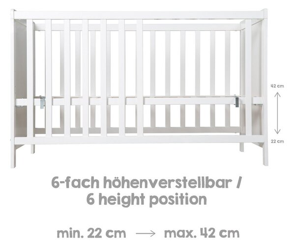 Бяло детско креватче за съвместно спане 60x120 cm Hamburg – Roba