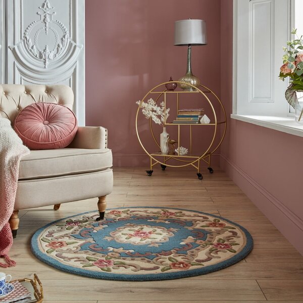 Син вълнен килим , ⌀ 120 cm Aubusson - Flair Rugs