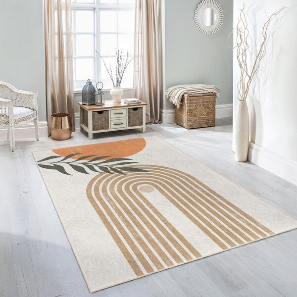 Кремава пътека подходяща за пране 80x200 cm Dot Arch – Mila Home