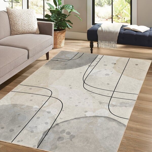 Сиво-кремава пътека подходяща за пране 80x200 cm Simple Lines – Mila Home