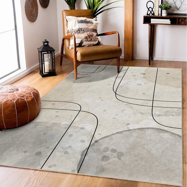 Сиво-кремава пътека подходяща за пране 80x200 cm Simple Lines – Mila Home