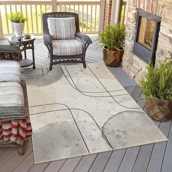 Сиво-кремава пътека подходяща за пране 80x200 cm Simple Lines – Mila Home