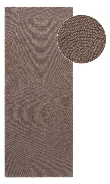 Кафяво-сива ръчно изработена вълнена пътека 80x200 cm Calmio – Hanse Home